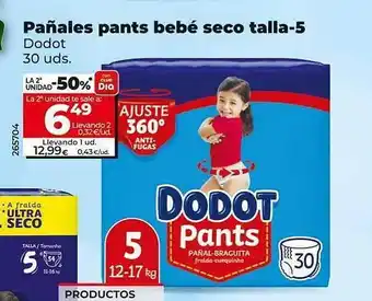 Dia Pañales pants bebé seco talla-5 oferta