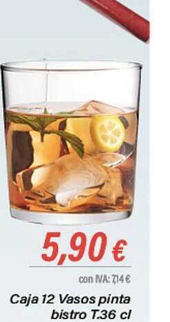 Cash Ifa Caja 12 vasos pinta bistro t.36 cl oferta