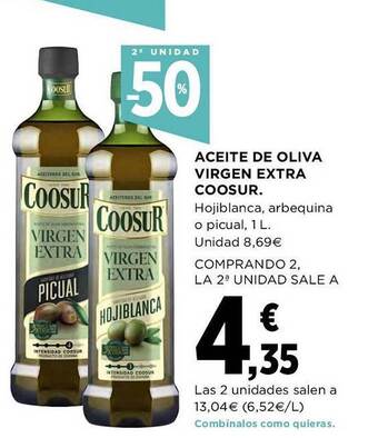 El Corte Inglés 2a unidad -50% aceite de oliva virgen extra coosur oferta