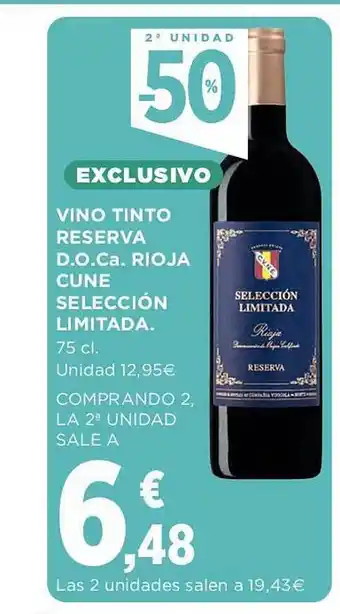 El Corte Inglés 2a inidad -50% vino tinto reserva d.o.ca. rioja cune selección limitada oferta