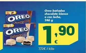 HiperDino Oreo bañadas chocolate blanco o con leche oferta