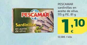 HiperDino Pescamar sardinillas en aceite de oliva oferta