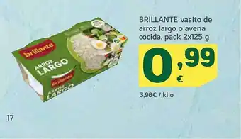 HiperDino Brillant vasito de arroz largo o avena cocido, pack 2 oferta