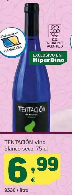 HiperDino Tentación vino blanco seco oferta