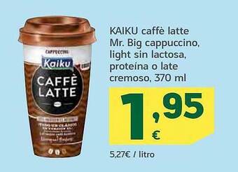 HiperDino Kaiku caffè latte mr big cappuccino light sin lactosa proteina o late cremoso oferta