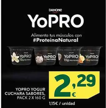 HiperDino Yopro yogur cuchara sabores oferta