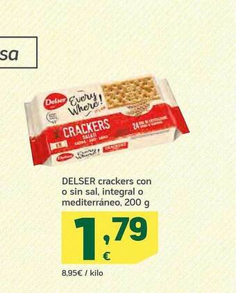 HiperDino Delser crackers con o sin sal integral o mediterraneo oferta