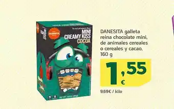 HiperDino Danesita galleta reina chocolate mini de animales cereales o cereales y cacao oferta
