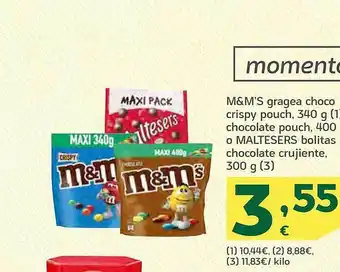 HiperDino M&m's gragea choco crispy chocolate o maltesers bolitas chocolate crujiente oferta