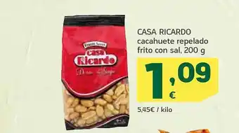HiperDino Casa ricardo cacahuete repelado frito con sal oferta
