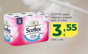 HiperDino Scottex papel higiénico original pack 12 rollos oferta