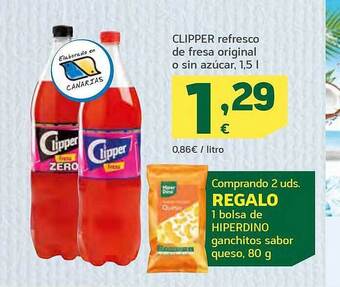 HiperDino Clipper refresco de fresa original o sin azúcar oferta