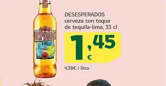 HiperDino Desperados cerveza con toque de tequila-lima oferta