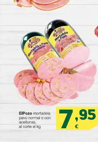 HiperDino Elpozo mortadela pavo normal o con aceituna al corte el kg oferta