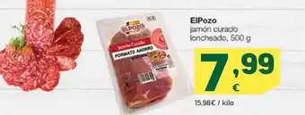 HiperDino Elpozo jamón curado loncheado oferta