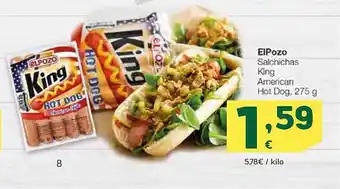 HiperDino Elpozo salchichas king american hot dog oferta
