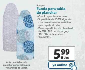 Lidl Aquapur funda para tabla de planchar oferta