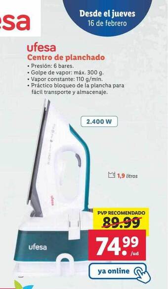 Lidl Ufesa centro de planchado oferta