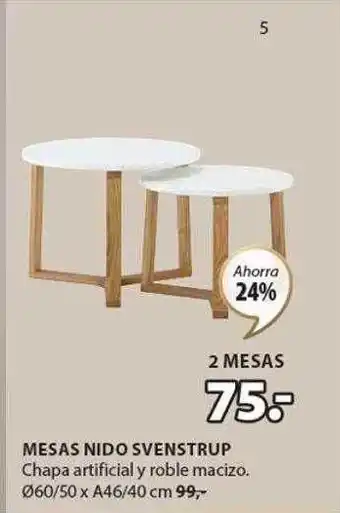 JYSK Mesas nido svenstrup chapa artificial y roble macizo. oferta