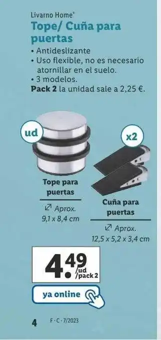 Lidl Livarno home tope-cuña para puertas oferta