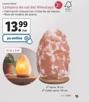 Lidl Fsc livarno home lámpara de sal del himalaya oferta