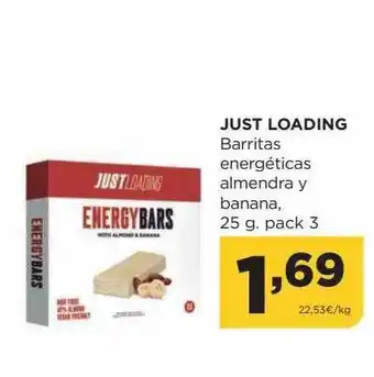 Alimerka Just loading barritas energéticas almendras y banana pack 3 oferta