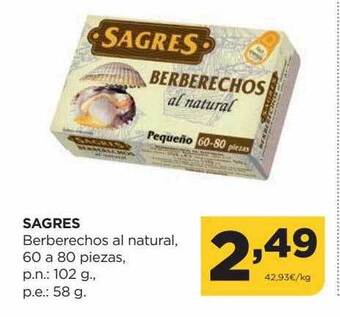 Alimerka Sagres berberechos al natural oferta