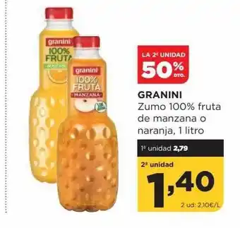 Alimerka La 2a unidad 50% dto. granini zumo 100% fruta de manzana o naranja oferta