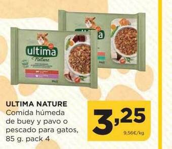 Alimerka Ultima nature comida húmeda de buey y pavo o pescado para gatos oferta