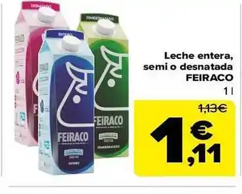 Carrefour Leche entera semi o desnatada feiraco oferta