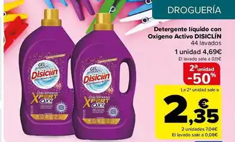 Carrefour 2a unidad -50% detergente liquido con oxigeno activo disiclin oferta