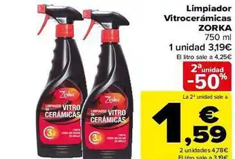 Carrefour 2a unidad -50% limpiador vitrocerámicas zorka oferta
