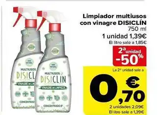 Carrefour 2a unidad -50% limpiador multiusos con vinagre disiclin oferta