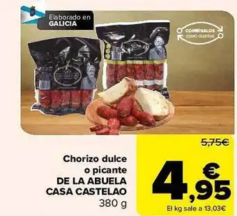 Carrefour Chorizo dulce o picante de la abuela casa castelao oferta