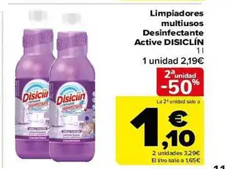 Carrefour 2a unidad -50% limpiadores multiusos desinfectante active disiclin oferta