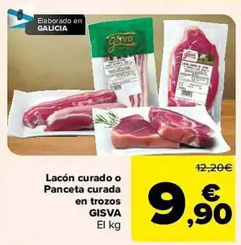 Carrefour Lacón curado o panceta curada en trozos gisva el kg oferta