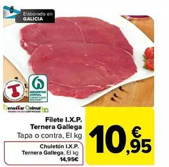 Carrefour Filete i.x.p. ternera gallega tapa o contra, el kg oferta