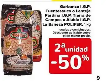 Carrefour Garbanzo i.g.p. fuentesauco o lenteja pardina i.g.p. tierra de campos o alubia i.g.p. la bañeza polifer oferta