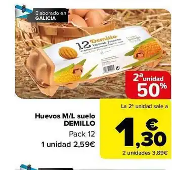 Carrefour 2a unidad 50% huevos m-l suelo demillo pack 12 oferta
