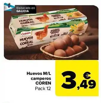 Carrefour Huevos m-l camperos coren pack 12 oferta