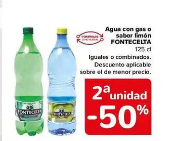 Carrefour Agua con gas o sabor limón fontecelta oferta
