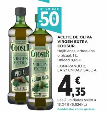 Hipercor 2a unidad -50% aceite de oliva virgen extra coosur oferta