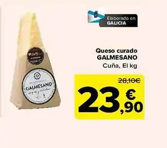 Carrefour Queso curado galmesano cuña, el kg oferta