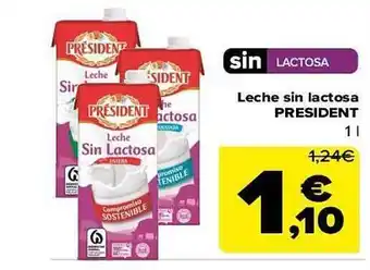 Carrefour Leche sin lactosa president oferta