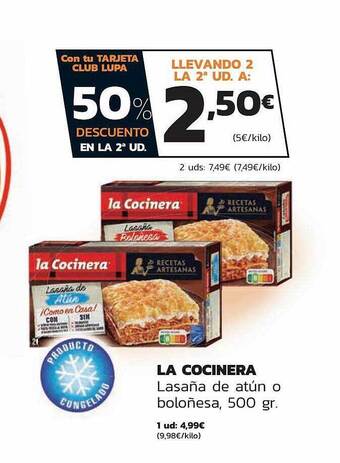 Supermercados Lupa La cocinera lasaña de atún o boloñesa oferta