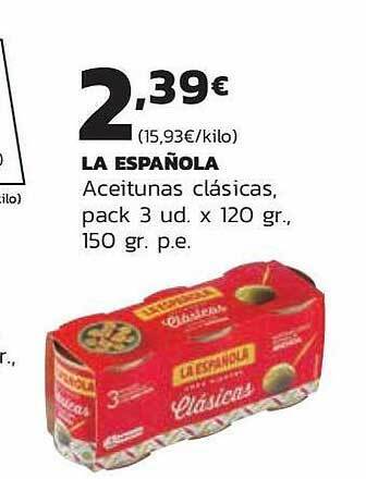 Supermercados Lupa La española aceitunas clásicas, pack 3 oferta