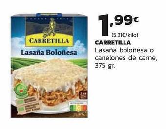 Supermercados Lupa Carretilla lasaña boloñesa o canelones de carne oferta