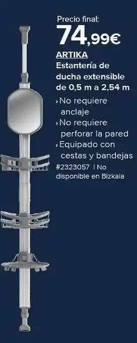 Costco Artika estanter=a de ducha extensible de 0.5 m a 2.54 m oferta
