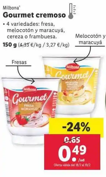 Lidl Milbona gourmet cremoso oferta