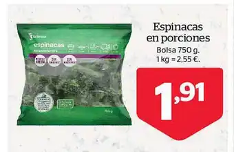 La Sirena Espinacas en porciones bolsa oferta